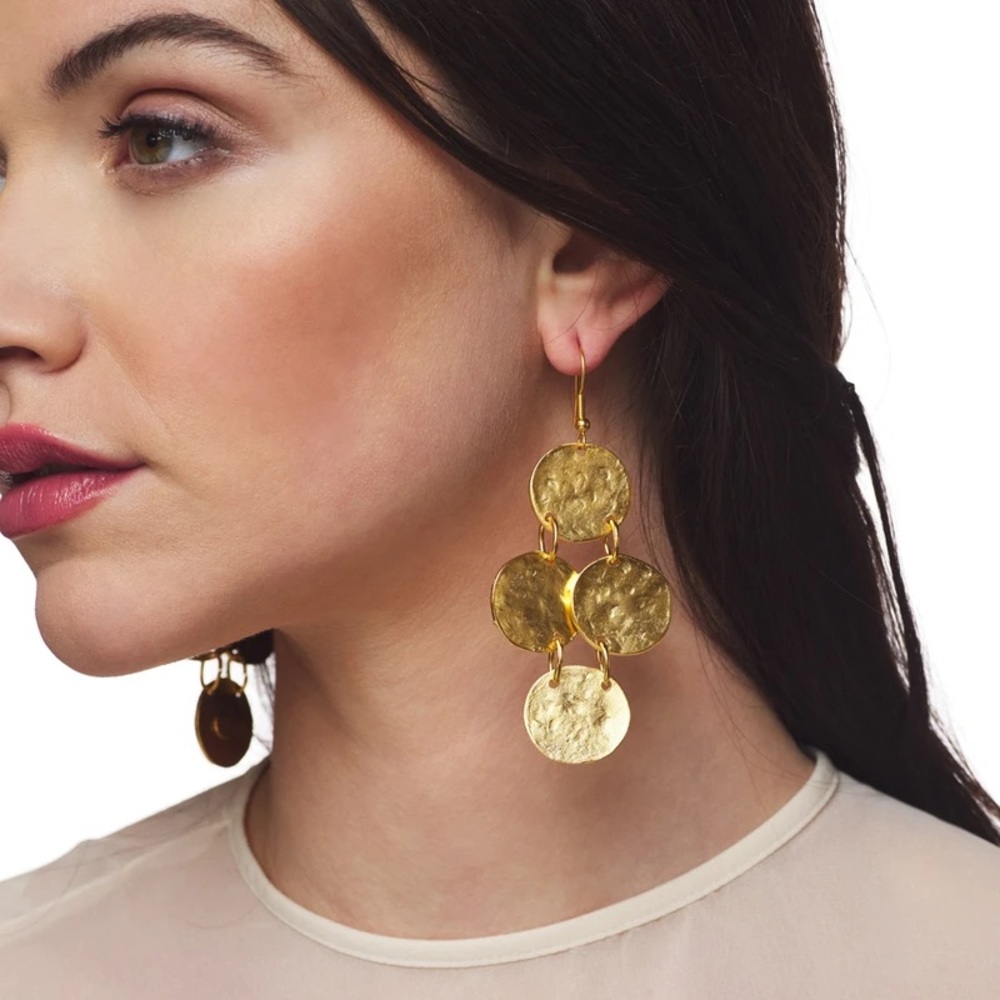 Kenneth Lane hammered coin dangle earrings